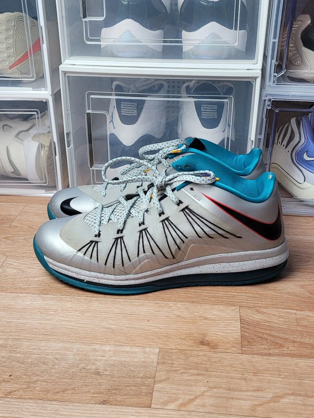 Size 12 - Nike Air Max LeBron 10 Low Tropical Teal Platinum 2013